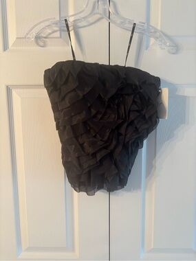 Aje Black Ruffled Mini Skirt